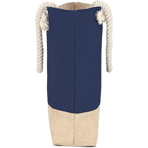 Bolsa de compras de arpillera de yute teñida reutilizable personalizada ecológica con mango retorcido de algodón y tasa comparativa - Product Image 1