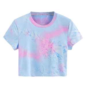 T-shirt court à manches courtes pour femme avec logo personnalisé Tie Dye, vente chaude, t-shirt doux et confortable pour femme - Product Image 3