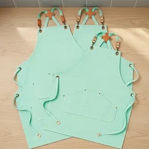 Delantal de Lona Verde Menta con Cintura Ajustable, Estilo Clásico, Delantal de Cocina con Bolsillos, Uso Diario, Reutilizable y Duradero - Product Image 1