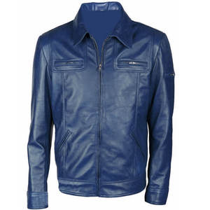 Chaqueta de cuero de calidad superior para hombre de High Street para cierre de cremallera de invierno teñido liso con patrón de letras - Product Image 1