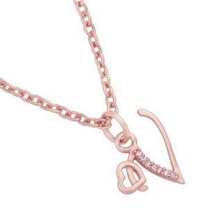 925 <b>Sterling</b> <b>Silver</b> 'V' <b>Initial</b> Pendant <b>Necklace</b> for Women White CZ Gold Plated Fine Pendants & Charms - Product Image 1