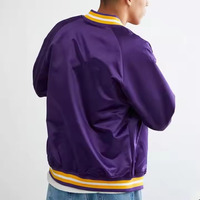 Vente en gros Veste universitaire imprimée de haute qualité Collège Satin Hommes 90S Marque privée Impression bouffante Hiver High Street Casual