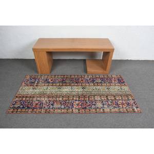 พรมขนสัตว์สีเบจสีน้ำเงินโบราณขนาด2.6x5.6ฟุตสไตล์ตุรกีผืนใหญ่แบบแอบสแตรกต์ทรงสี่เหลี่ยมผืนผ้าสำหรับตกแต่งโถงทางเดินห้อง - Product Image 3