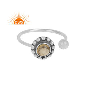 แหวนพลอยซิทรีนธรรมชาติเงินแท้ปรับได้ผู้ผลิตเครื่องประดับตามสั่ง - Product Image 1