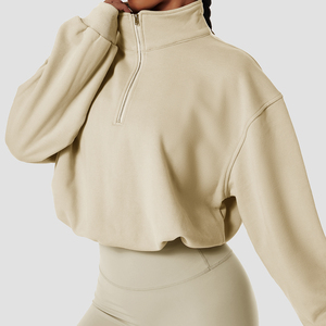 Fitness sports stand-up collar pullover hoodie women's outdoor leisure running loose draw <b>rope</b> hoodie sweatshirt - Product Image 5