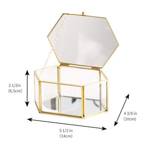 Boîte à bijoux en verre de forme géométrique, fabriquée en laiton et verre de haute qualité, pour la maison et l'organisation et la décoration des bijoux - Product Image 4