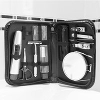 Meilleures ventes : Kits de toilettage pour hommes en acier inoxydable de luxe, 12 pièces, électriques, portables, durables, qualité A+, personnalisables