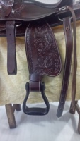 Selle Western en cuir brun foncé de qualité supérieure, façonnée à la main, avec arceau en plastique pour l'équitation et l'entraînement des chevaux