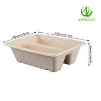 Boîte à tacos jetable en pulpe de canne à sucre SUMKOKA avec séparateurs, barquettes à tacos en bagasse à emporter, boîtes à tacos à clapet