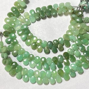Cuentas de briolette con forma de pera facetada de crisoprasa, cuentas al por mayor con forma de almendra calibrada para la fabricación de joyas - Product Image 2