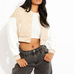 Custom <b>Women</b> <b>Varsity</b> <b>Jacket</b> With Sleeve Letter Design College Streetwear Fashion <b>Jacket</b> - Product Image 3