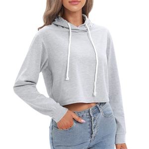 Custom Women's Winter Knitted Hooded Crop Top Hoodie Casual Oversize Pullover 100% Cotton casual - Product Image 5