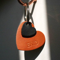 Porte-clés coeur personnalisé fait main véritable Porte-clés cuir Saffiano tendance Porte-clés coeur personnalisé en boîte