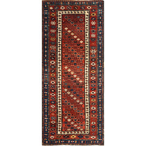 Aalam Hand Knotted Wool Rugs in <b>Red</b> & Orange Geometric Pattern for Home Use-Paem-33 - Product Image 1