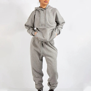 Vêtements de sport 100% coton pour femmes, ensembles de survêtements de nouvelle conception, sweat-shirt à capuche et pantalon de jogging pour l'hiver - Product Image 3