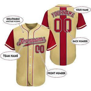 Maillot de baseball personnalisable avec broderie, séchage rapide, polyester, grande taille, ample, respirant, col en V, manches courtes - Product Image 4