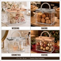 Boîte d'emballage cadeau de cuisson de bonbons de mariage en acrylique transparent boîte-cadeau de bonbons de cosmétiques de Noël nouvel an avec poignée
