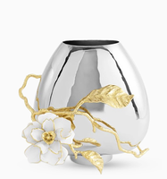 Vente en gros de décorations de mariage en fer rustique décoration d'intérieur table à manger vase pot de fleurs artificielles en laiton