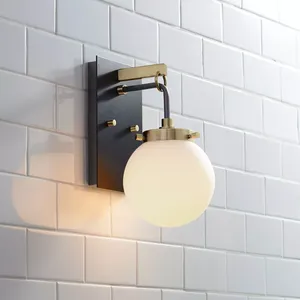 Modern Design Black Powder Coating Iron Wall <b>Lamp</b> Gold Plating <b>LED</b> Light Source Indian Metal Handicrafts Globe Glass Wall <b>Lamps</b> - Product Image 2