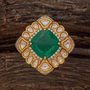 Kundan Fashionable Wedding Finger <b>Ring</b> <b>Adjustable</b> Gold Plated Inlay with Princess Cut Diamond Free Size - Product Image 4