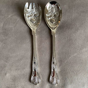 Serveurs à salade en acier inoxydable de conception royale outils de salade pour la décoration de table de luxe et les cadeaux fabriqués à la main en Inde - Product Image 1