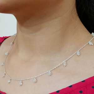 <b>Silver</b> Handmade Minimalist <b>Necklace</b> Rainbow Moonstone Beads Gemstone Jewelry for Birthday Anniversary Fashion Beaded <b>Necklace</b> - Product Image 2