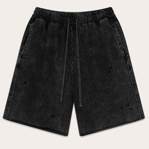 100% coton 330 GSM décontracté en détresse Shorts lavage à l'acide Streetwear personnalisé imprimé broderie hommes Vintage Shorts - Product Image 3