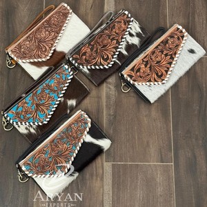 Cartera de cuero mecanizada a mano de gran capacidad más vendida, cartera de mano larga de estilo a la moda, carteras de teléfono de piel de vaca auténtica - Product Image 1