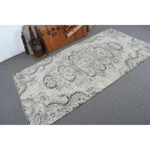 พรมขนาด 4.1x7.9 ฟุต, พรมวินเทจสไตล์ตุรกี, พรมขนสัตว์สีเทาสไตล์ตะวันตกเฉียงใต้ - Product Image 1