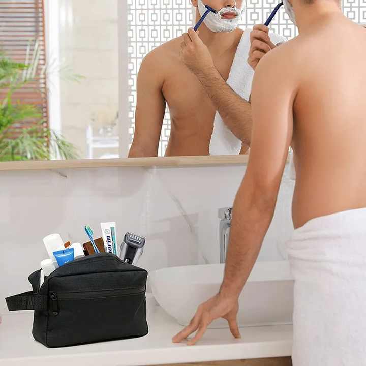 OEM Large Canvas Synthetic Leather Wash Kit Holder for Toiletry for Beauty Case Storage Bag Organizer for Outdoor Travel Hotel U