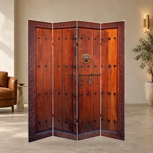 Mampara Plegable de Lona de Doble Cara con Diseño de Puerta de Madera - Product Image 3