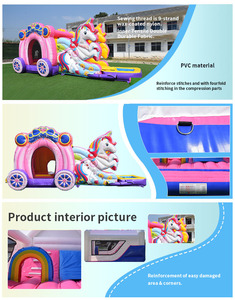 Customized Commercial Grade Industrial Inflatable <strong>Pink</strong> Bounce House <strong>With</strong> <strong>Slide</strong> Combo <strong>With</strong> Blower