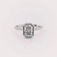 Bague de fiançailles et de mariage en diamant de laboratoire taille radiant certifié IGI, sertie d'un halo et d'un pavé, en or jaune/blanc/rose 18 carats