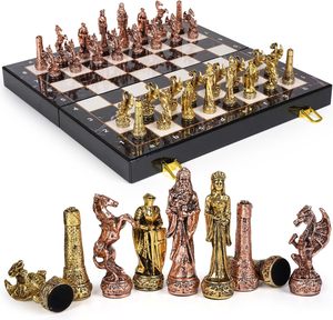 Wholesale supplierr Skywalk Hand Crafted Roman Brass Chess <span class=keywords><strong>Set</strong></span> com placa de madeira 2 jogadores para crianças e adultos Brown
