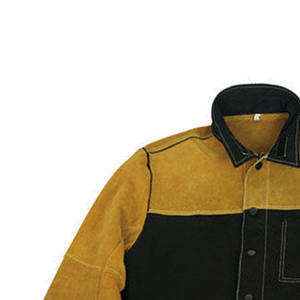 Chaqueta de soldadura de cuero marrón y azul unisex, chaquetas de seguridad de trabajo de cuero de vaca dividido de alta resistencia para soldadores, chaquetas de seguridad - Product Image 4