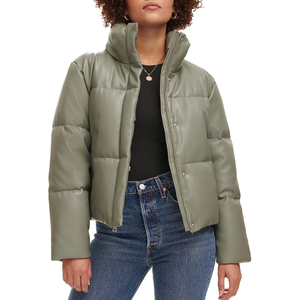 Chaqueta de cuero transpirable de manga larga ligera para mujer tela de lona de algodón con relleno tendencia resistente al agua empacable crudo - Product Image 2