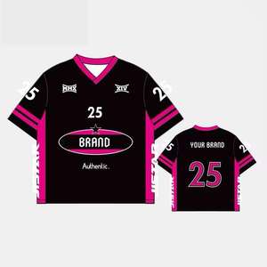 T-shirts à col en V 100% en polyester pour hommes personnalisés | Vêtements de sport de style de rue imprimés par sublimation avec motif coupe ample - Product Image 4