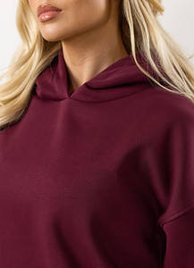 Haute qualité figue femmes goutte épaule à capuche hiver polaire 100% coton Anti-rides respirant blanc haute rue coupe détendue - Product Image 2