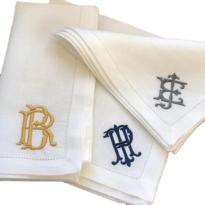 Serviettes à logo personnalisables en lin 100% blanc Serviettes en tissu en lin faites à la main - Product Image 2