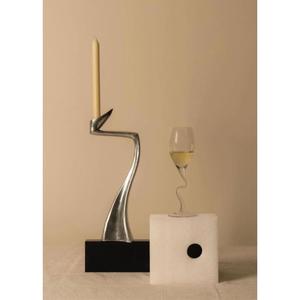 Hand polished aluminum candle holder <b>silver</b> finished for elegant party table and festive light decoration - Product Image 3