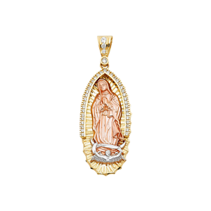Colgante de Nuestra Señora de Guadalupe, accesorio de joyería de tendencia Chapado en tres tonos de oro de 14 quilates para mujeres, hombres, niños de fe cristiana - Product Image 1