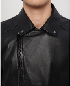 Chaqueta de cuero de bombardero de piel de oveja auténtica para hombre, chaqueta de piel de oveja para hombre - Product Image 6