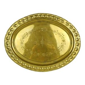 Bandejas de servicio de latón con acabado real para eventos de hotel de cinco estrellas y servicio de bebidas de lujo con detalles de oro hechos a mano - Product Image 5