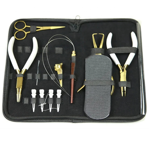 Professional Hair Extension Beading <b>Tool</b> <b>Kit</b> Plier Needle Eco-Friendly Stainless Steel Hair Extension <b>Tool</b> <b>Kit</b> Set Leather <b>Bag</b> - Product Image 4