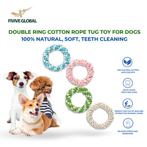 Double Ring Cotton Rope Tug <b>Toy</b> <b>For</b> <b>Dogs</b>, Dual Ring Design Enhances Grip <b>For</b> Tug Of War, Training Play And Daily Energy Release - Product Image 2