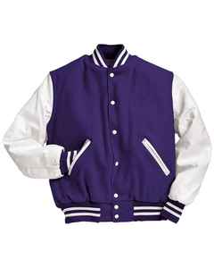 <b>Purple</b> Premium Unisex Chenille Letterman <b>Varsity</b> <b>Jackets</b> Stand Collar Custom Front Logo Casual Winter 100% Wool DDP Shipping - Product Image 6