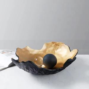Artistic Shape Golden And Black Metal Decorative Bowl Elegant Designer Accent Ideal For Home Decor <b>Tabletop</b> <b>Display</b> And Styling - Product Image 2