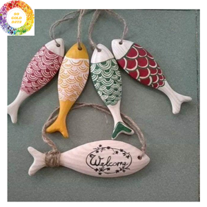 Pez de madera Premium, tamaño 8-12cm, decoración hecha en Vietnam, ideal para casas vintage, villas de playa o diseño de pared bohemio - Product Image 1