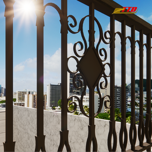 Rampe de balcon en fer forgé avec finition noire classique et détails de défilement floral offrant charme et sécurité extérieure - Product Image 4