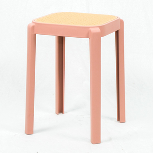 GAK659 Modern Square Ottoman Stackable <b>Portable</b> with Multi-Colored Plastic Legs Rattan Mesh Top for Home Bedroom Warehouse Use - Product Image 4